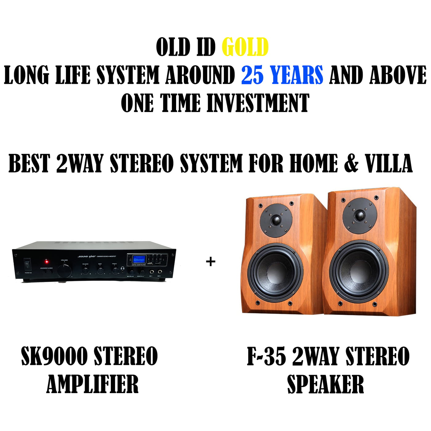 Sound King F35 Bookshelf Speaker With 20100Watts RMS 4OHMS MDF & PVC