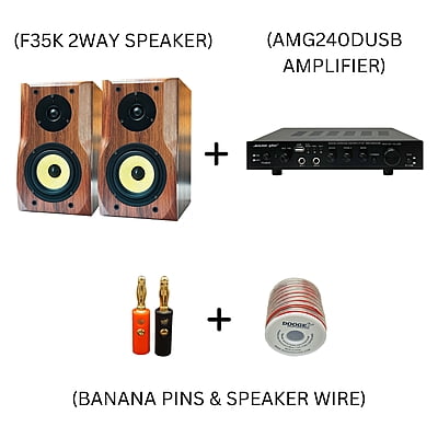 F35K + AMG240DUSB + BANANA PIN + SPEAKER WIRE COMBO SET